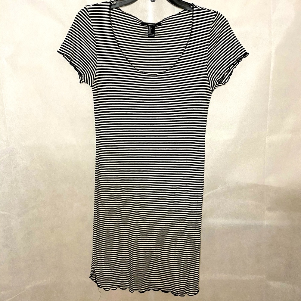 Black and White Striped Mini Dress